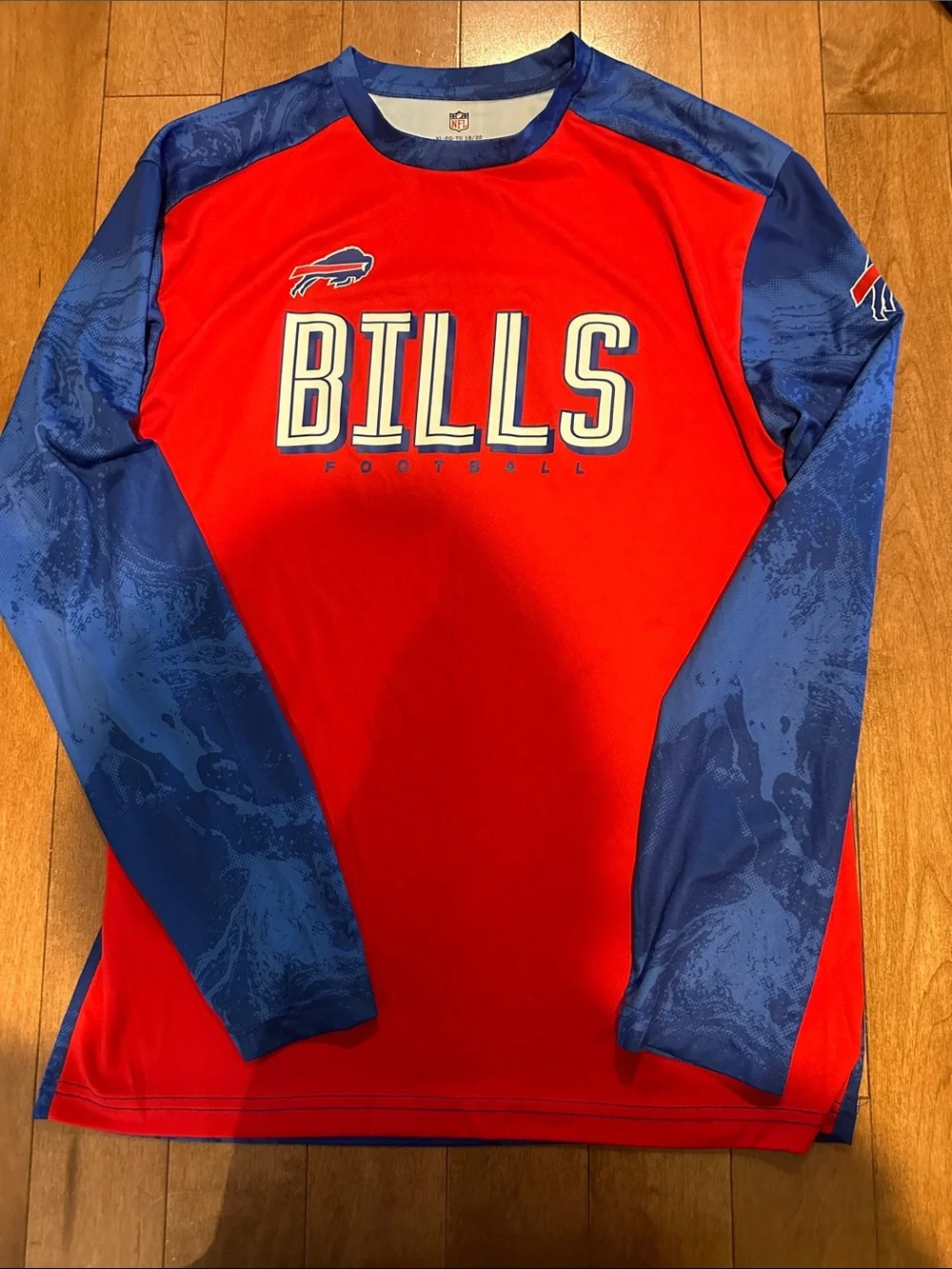 Lot of 3 Buffalo Bills Kids Long-Sleeve Team Shirts - Red, Royal Blue, Gray!